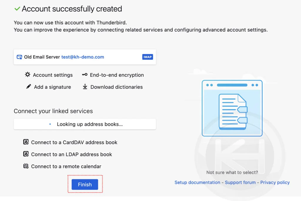 finally click on finish old email