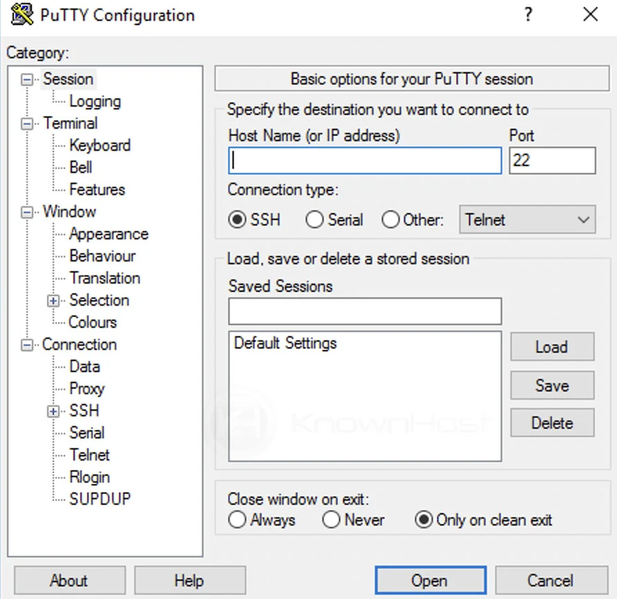 open putty application windows