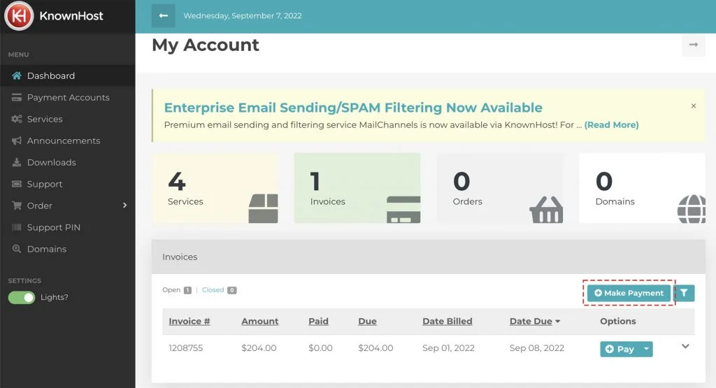 navigate to make payment