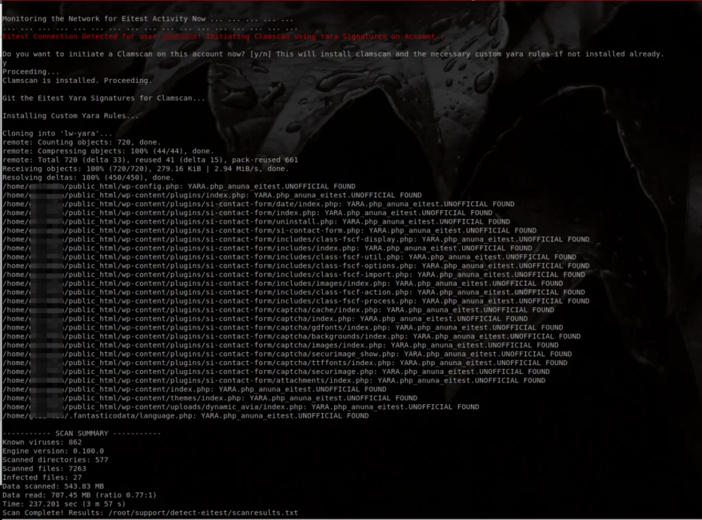 monitoring Eitest infections