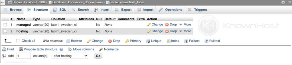 Create a MySQL Table in PhpMyAdmin